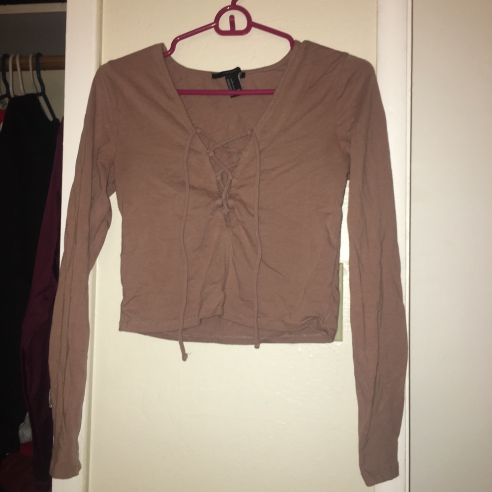 Lace up cropped long sleeve